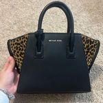 Michael Kors NWT Avril Small Leather and Cheetah Print Calf Hair Satchel Photo 5