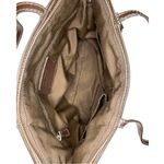 Coach Signature Stripe Tote Brown + Tan with Patent Leather Handles and Zip Top Photo 3