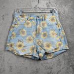 American Eagle Mom‎ Shorts Sunflower Floral Print Denim Shorts 4 Festival Casual Blue Photo 1