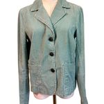 Mossimo Women's Corduroy SZ L Blazer Jacket Cotton 3 Button Teal Collar Preppy Green Size L Photo 0
