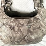 Coach  Maggie Python Madison Embossed Leather Beige Grey Snake Shoulder Bag Hobo Photo 5