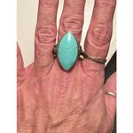 Real Turquoise Sterling Silver Ring • Marquise Statement • Size 8 Photo 12