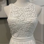 Lulus  Romantic Tale White Lace Skater Dress Size Small With Open Key Hole Back Photo 14
