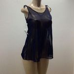 Zuliana Metallic Blue Shoulder Tie Mesh Cover Up Dress. Size undefined Photo 1