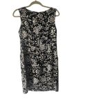 Nanette Lepore Size 6 Black White Linen Silk Beaded Shift Party Shift Dress Photo 5
