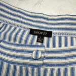 NWOT Women's Pleated Front Wide Leg Pants L Blue White Stripe 100% Cotton Size L Photo 2