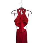 Betsy and Adam Red Rhinestone Halter Evening Gown Formal Dress - Size 4 Photo 5