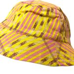 Aerie  Jacquard Reversible Bucket Hat - Cotton Yellow/Pink/Brown Adjustable Cap Photo 3