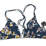 Dolce Vita Matisse Floral Knot Back Bikini Top Strappy Removable Cups Blue L Size L Photo 0