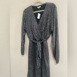 Maurice's NEW Silver Metallic Faux Wrap Dress Size 1X Photo 5