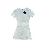 NBD NWT Revolve  Cecil Dress Ivory belted lace up shirt mini dress short sleeve S Photo 1