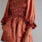 Free People NWOT cassidy romper in rust Orange Velvet Photo 0