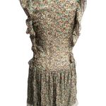 Zadig & Voltaire Rimana Ruffle Cap Sleeve Silk Dress Green Blue Maroon Size XS Photo 3