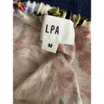 LPA  Romper Size Medium Women's Linen Blend Bell Sleeve Short Floral Romper Ivory Photo 6