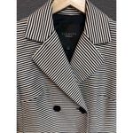 Talbots NWT Navy Striped Double-Breasted Coat Womens Notched Lapel Size 2 Photo 3
