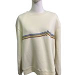 Patagonia Uprisal Crew Sweatshirt Mountain Stripe Logo Cream Size L Photo 0