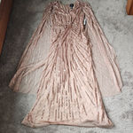 Adrianna Papell  Rose Gold Sequin Beaded Cape Maxi Dress SIZE 2 Photo 0