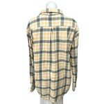12th Tribe Green Beige Plaid Checkered Flannel Button Down Shirt Blouse Top Sz S Photo 1