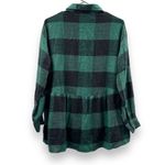 American Eagle  Oversized Green & Black Buffalo Plaid Babydoll Flannel Shirt Sz S Photo 4