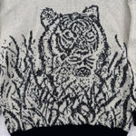 Vintage 80s Tiger Sweater Novelty Big Cats Black Cream Mobwife Made in the USA Size L Photo 3