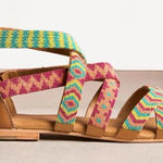 Anthropologie 🌿 Laid-Back London x  Hand-Beaded Gladiator Sandals – Emerald Mix 🌿 Photo 0