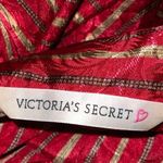 Victoria's Secret Victoria Secret Red & Gold Striped Satin Long Sleeve Button Down Sleep Shirt Med Photo 6