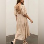 Moon River Tiered Clip Dot Midi Dress Beige Size XS Photo 1