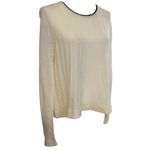 White + Warren 100% Cashmere Knit Sweater Semi Sheer Cream Womens Medium Black Photo 2