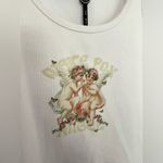 White Fox Boutique NWT  Angel Eyes Crop Tank Top Ribbed Cherub White Size Large Photo 3