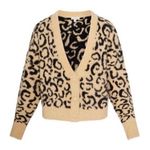 For Love & Lemons Frankie Leopard Fuzzy Tan & Black Cardigan Size S Photo 0