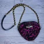 Betsey Johnson  sequin purple pink heart crossbody bag purse velvet cheetah chain Photo 0
