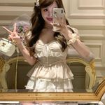 Japanese Kawaii Cottage Nude Lace Ruffle Bow Ribbon Blouse Shirt Top White Size XS Photo 1