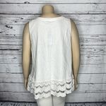 Jones New York  NWT Size XL White - Crochet Lace Hem Linen Blend Tank Top Blouse Photo 2