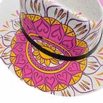 HAT MEXICAN Artisanal Hand Painted Fedora Mandala Sombrero Panama Bohemian White Photo 5