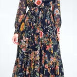 Current Air  Boho Floral Maxi Dress Navy Size S Photo 0