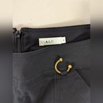 ALC Frank A.L.C mini skirt sz8 pleated solid black preppy gold hardware high rise Photo 1