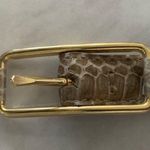 Genuine Tan Beige Snakeskin & Gold Hardware Waist Belt S/M 33 Photo 2