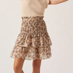 Anthropologie Current Air Dress Mini Sweater Ruffle Crewneck Beige Size Small Photo 0