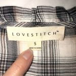 Lovestitch Plaid Top Size Small Tie Front Lightweight Peplum Long Sleeve Shirt Photo 2
