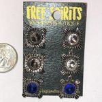 Free Spirit Silver Tone Boho Dangling Blue Clear CZ Rhinestones Earrings Photo 3