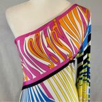 Analili  stunning colorful one shoulder flare abstract retro bodycon dress medium Photo 4