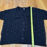 margaret o'leary  Black V-Neck Cardigan Sweater Pearl Beading Size Small Photo 6