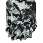 a.n.a  (PXL) TIED DYED BLACK/WHITE‎ LONG SLEEVE BUTTON DOWN BLOUSE PRE-OWNED Photo 1