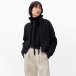 Uniqlo Lambswool Blend Zip-Up Jacket Sweater NWT Black Large Photo 2