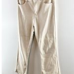 ZARA High Rise Faux Leather Cropped Boot Flare Pants Cream 6 Photo 6
