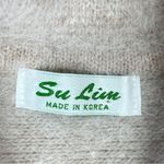 Vintage Su Lim Floral Embroidered Angora Sweater Taupe Pearl Embellished PM Tan Size undefined Photo 10