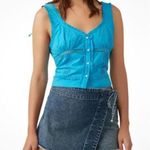 Free People NWT  Kerry Crop Embroidered Lace Cotton Tank Blue Butterfly Photo 0