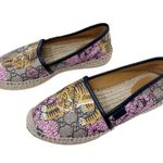 Gucci Supreme Monogram Bengal Tiger Espadrilles Flats Beige Pink Flowers EU 37.5 Photo 3