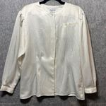 Vintage Button Down Top Textured Career Blouse Long Sleeve Size 14 Secretary White Photo 0