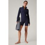 Athleta Transcend Half Zip Navy Long Sleeve Cinched Waist Top Small #759 Photo 4